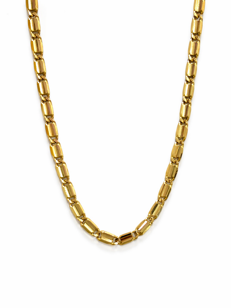 50510 14K YELLOW GOLD TIGER EYE LINK CHAIN 2.3MM