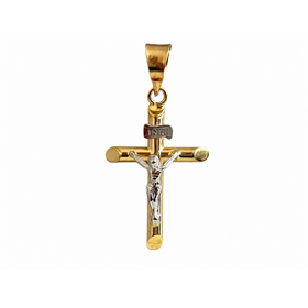 77287 14K TWO TONE TRADITIONAL CRUCIFIX 1.2''