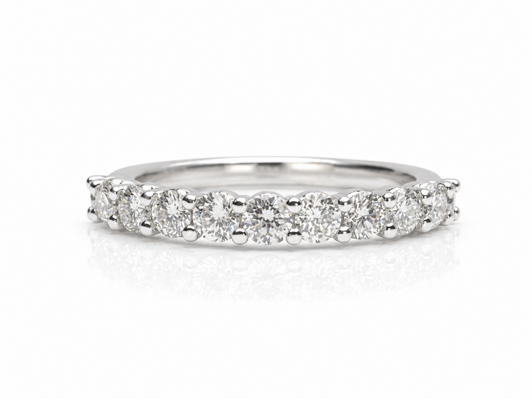 457617 14K WHITE GOLD .77CTW  DIAMOND 11 DIAMONDS COMMON PRONG  WEDDING BAND