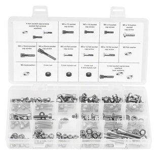 4,5,6mm Fastener Kit - 218 Pieces of Stainless Steel Bolts, Nuts, Washers