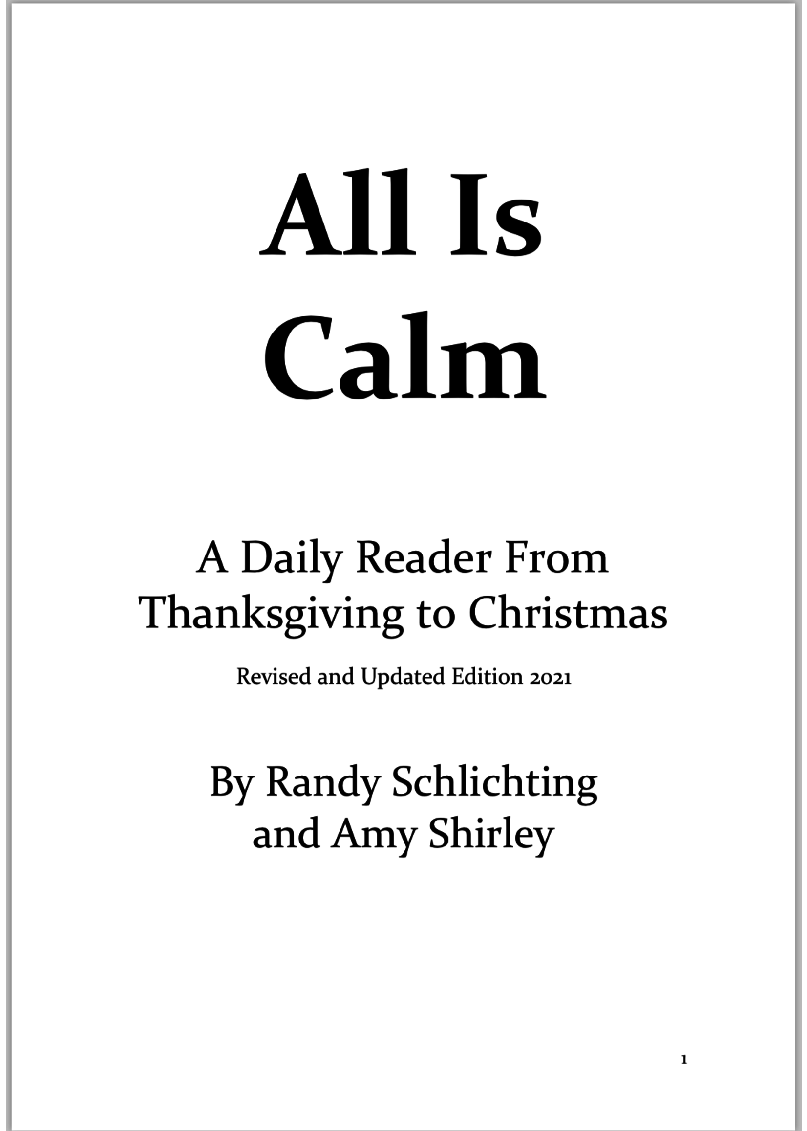 All Is Calm: A Daily Reader From Thanksgiving to Christmas