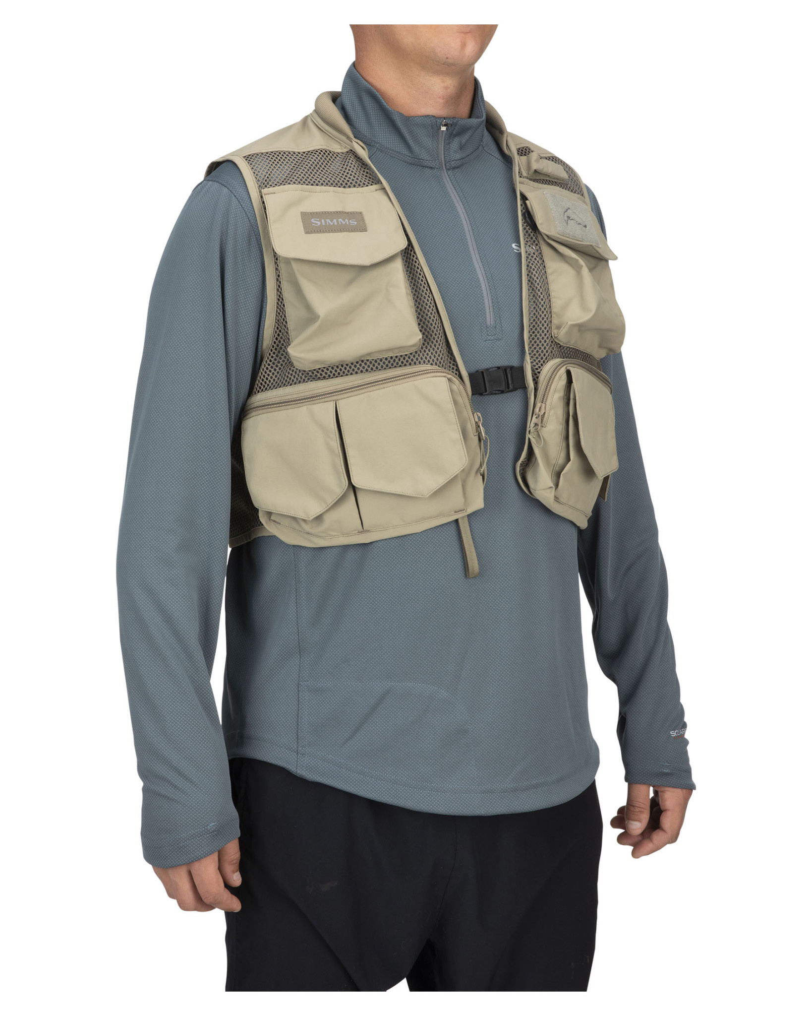 Simms Tributary Fishing Vest-Deep Sea Run Green - Salmon