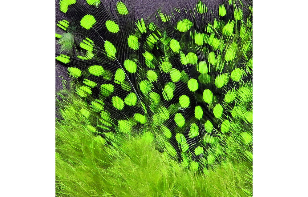 Strung Guinea Feathers Chartreuse