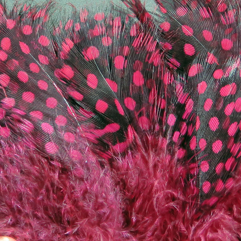 Strung Guinea Feathers Claret #63