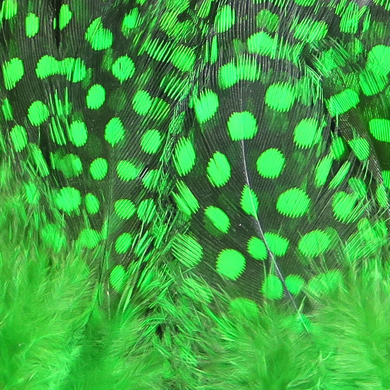 Strung Guinea Feathers High. Green #184
