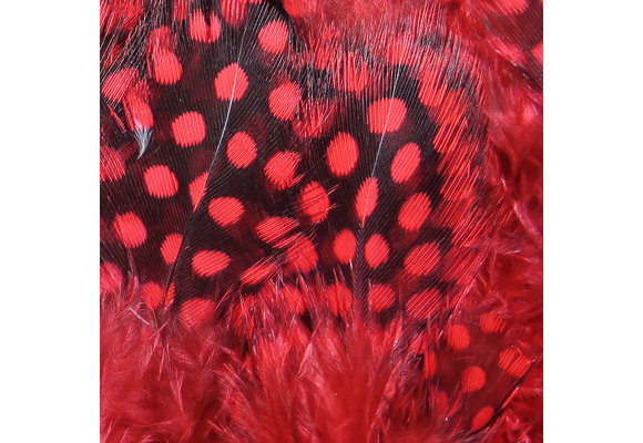 Strung Guinea Feathers Red #310