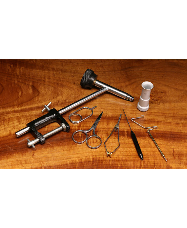 Hareline Fly Tying Materials Kit with Economy Tools and Vise 