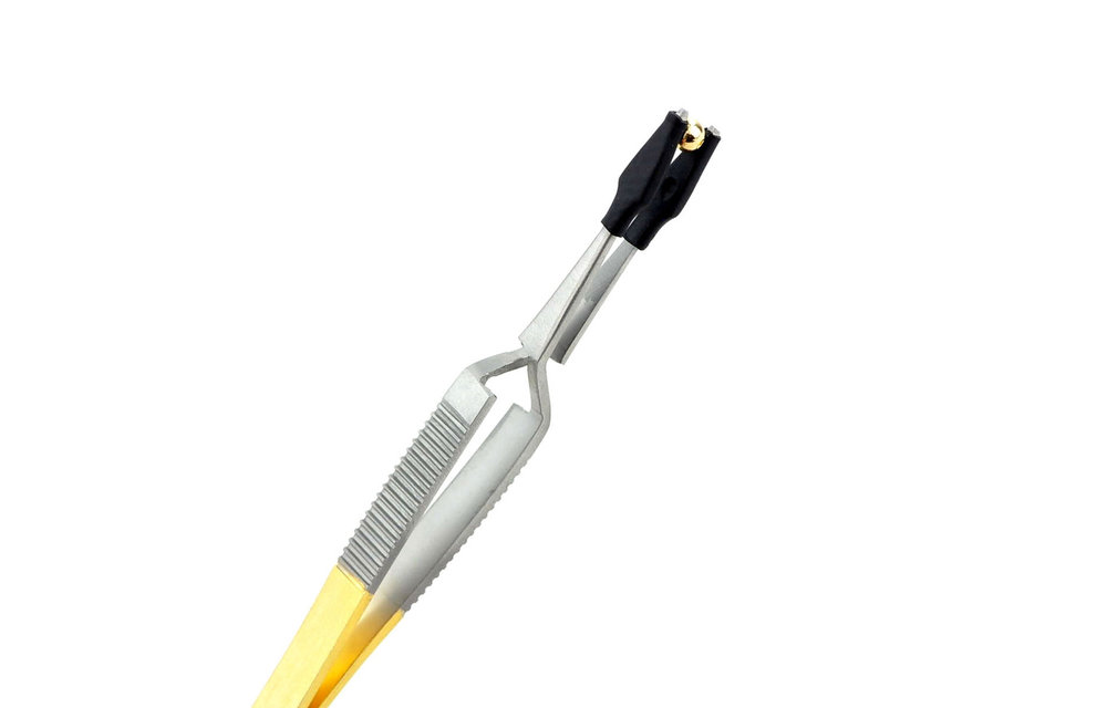 Bead Tweezer, 4", Self Closing, Gold & Satin, Straight