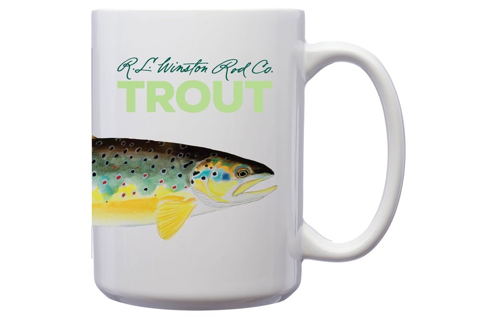 R.L. Winston White 15 oz. Mug w/ Brown Trout