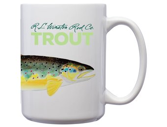 R.L. Winston White 15 oz. Mug w/ Brown Trout