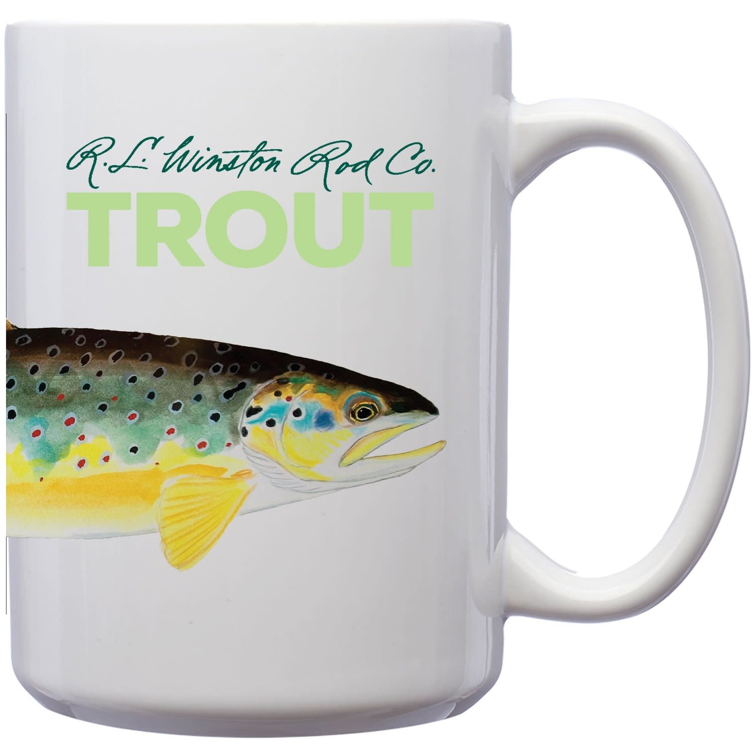 R.L. Winston White 15 oz. Mug w/ Brown Trout