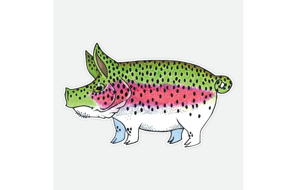 Nate Karnes Rainbow Trout Pig Sticker