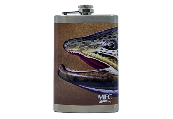 Montana Fly Company Stainless Steel Hip Flask - Sundell's Brown Trout Skin  10oz 