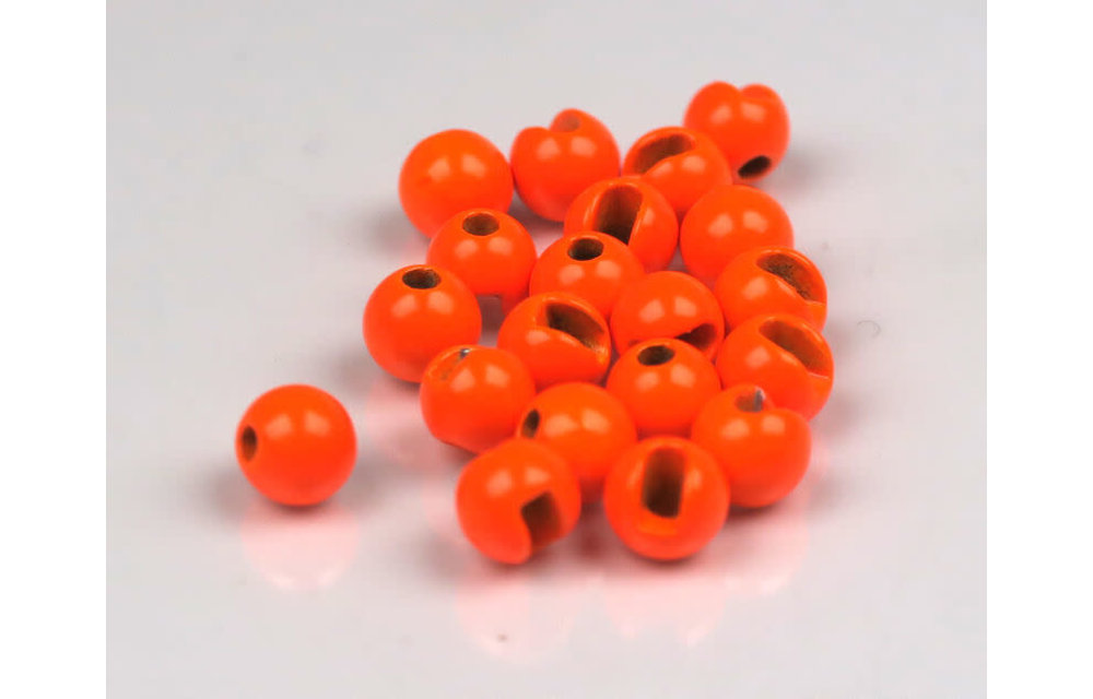Hareline Fluorescent Orange Slotted Tungsten Beads