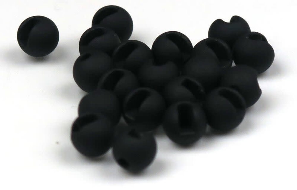 Hareline Matte Black Slotted Tungsten Beads