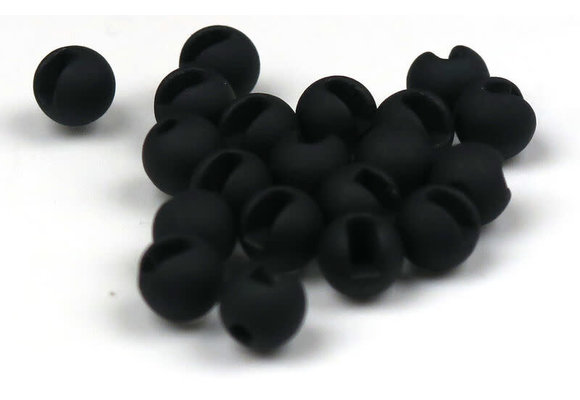 Hareline Matte Black Slotted Tungsten Beads