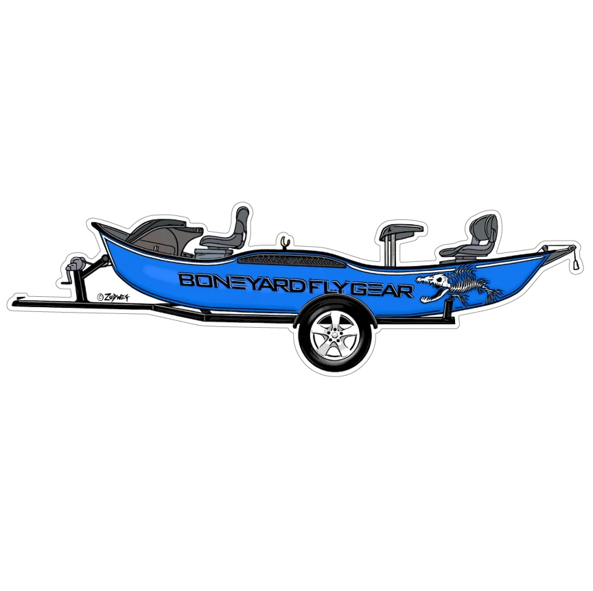 BYFG Blue Drift Boat Sticker - Salmon River Fly Box