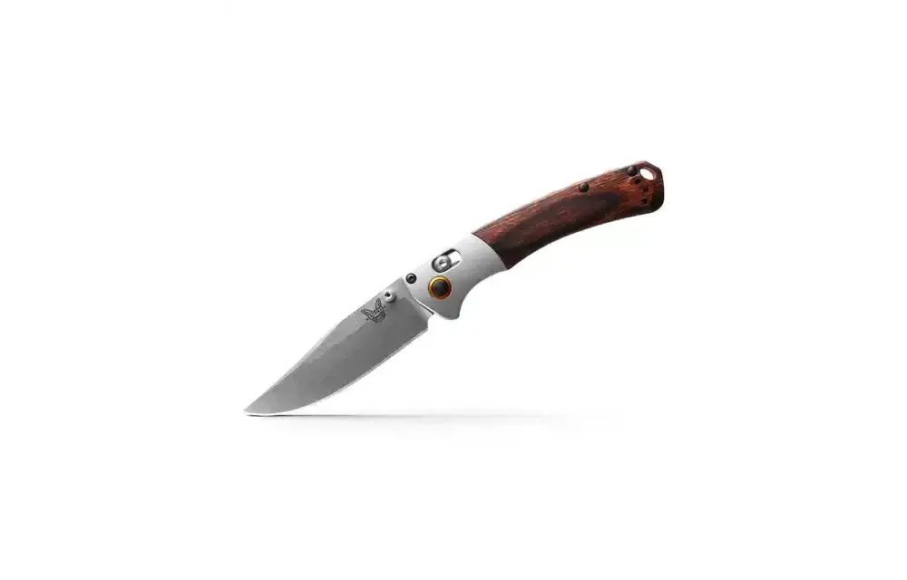 Benchmade MINI CROOKED RIVER | GRAY ALUMINUM & WOOD | CLIP-POINT