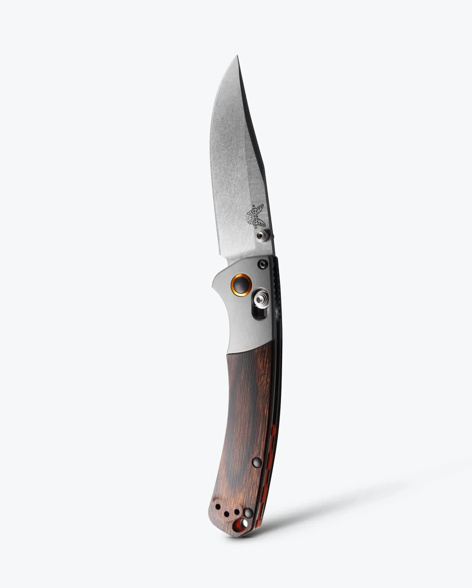 Benchmade MINI CROOKED RIVER | GRAY ALUMINUM & WOOD | CLIP-POINT