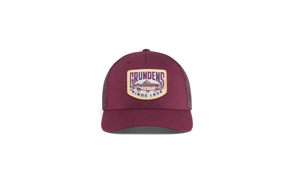 Grundens Trout Patch Trucker Hat - Maroon