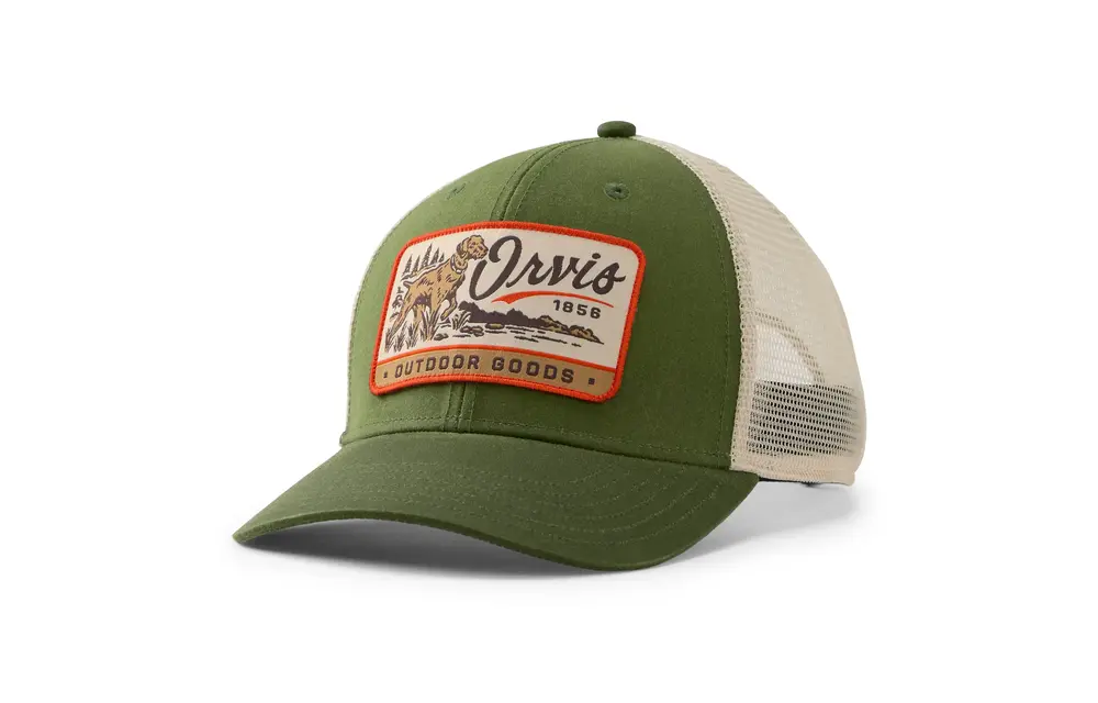 Orvis Pointer Waxed Cotton Trucker Hat - Loden