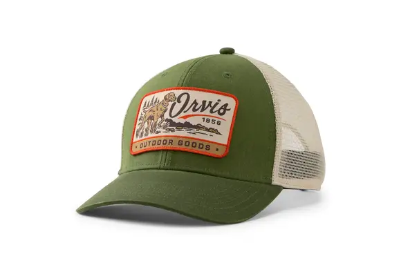 Orvis Pointer Waxed Cotton Trucker Hat - Loden