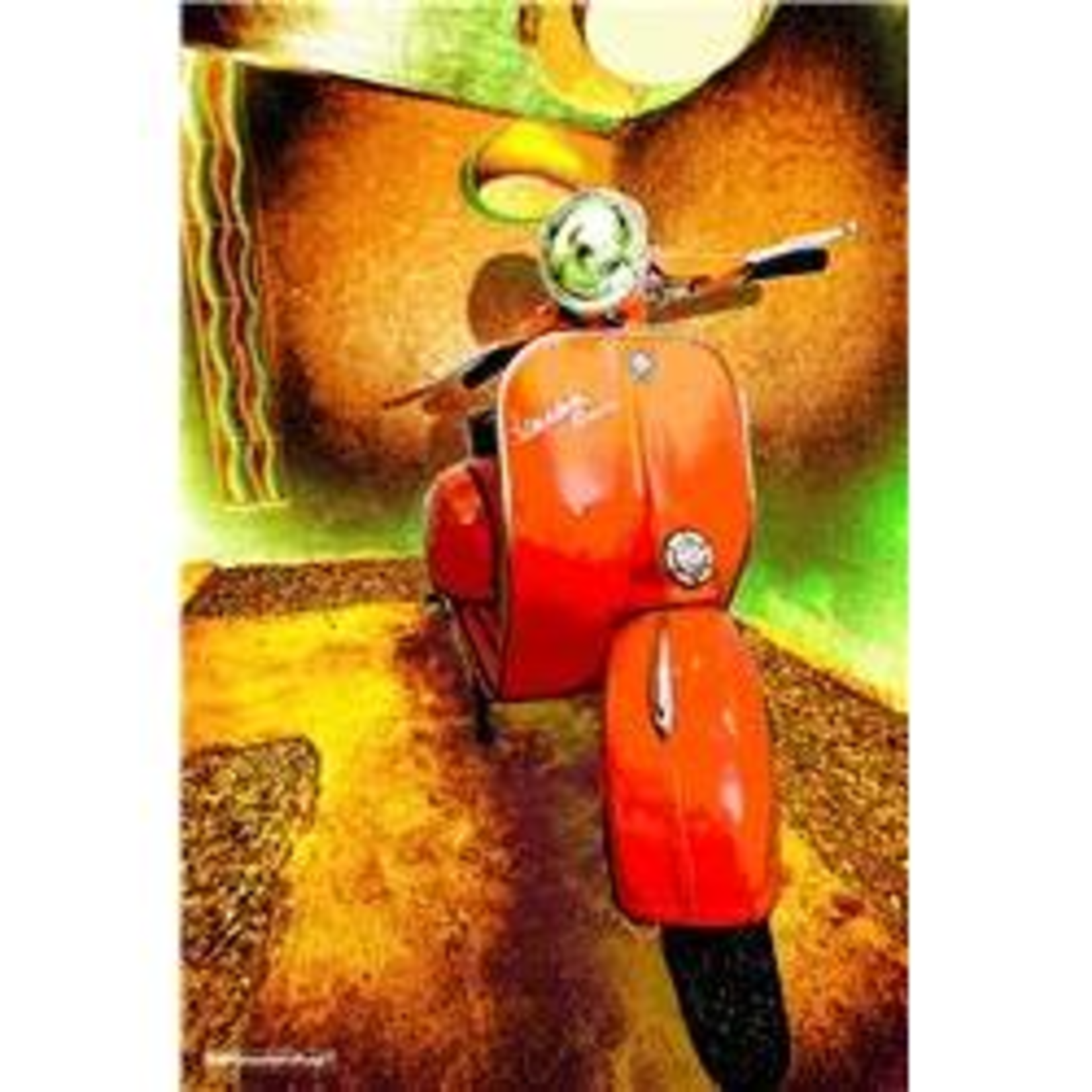 Lifestyle Poster, 70's Orange Vespa Rally 48x65cm