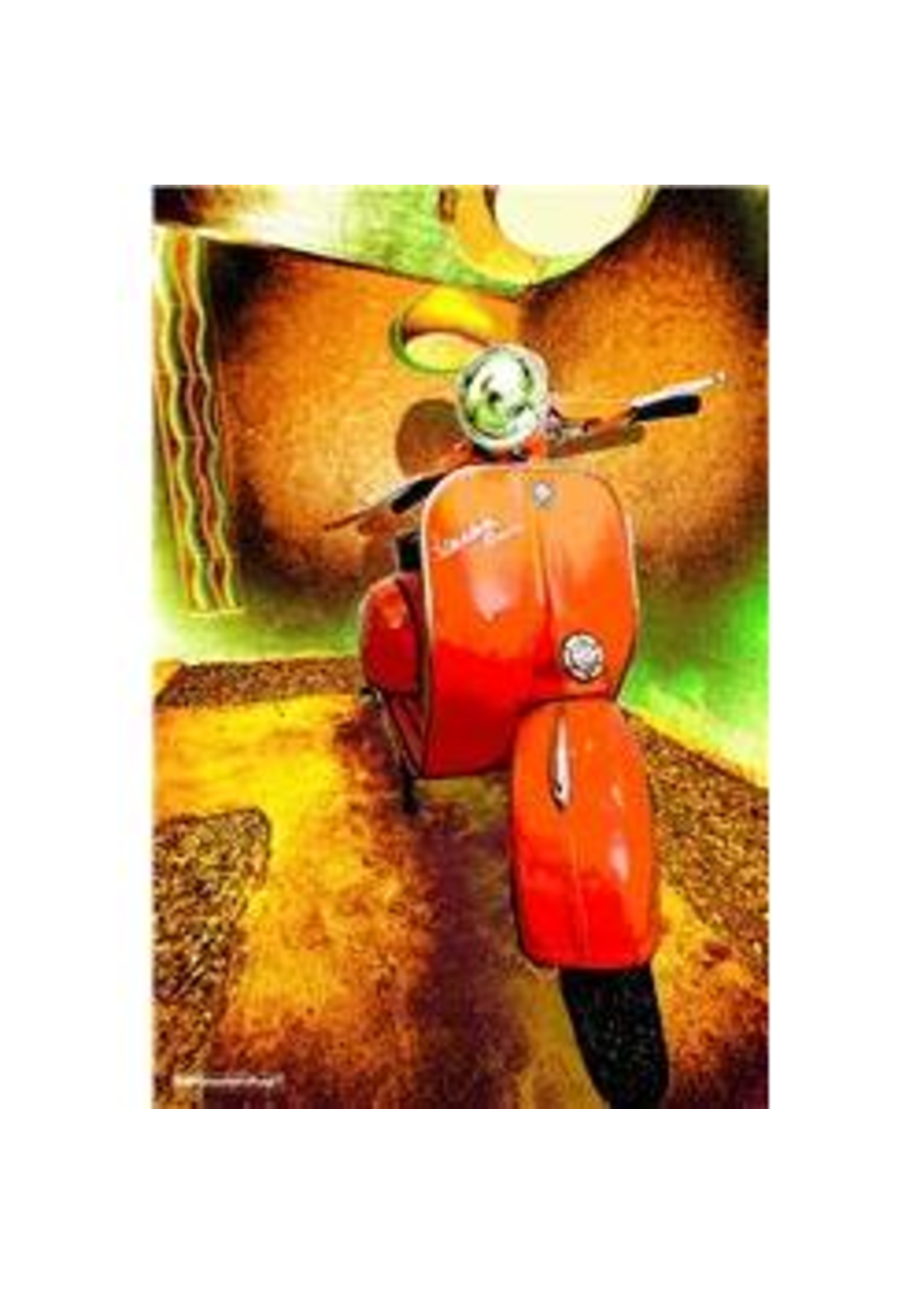 Lifestyle Poster, 70's Orange Vespa Rally 48x65cm