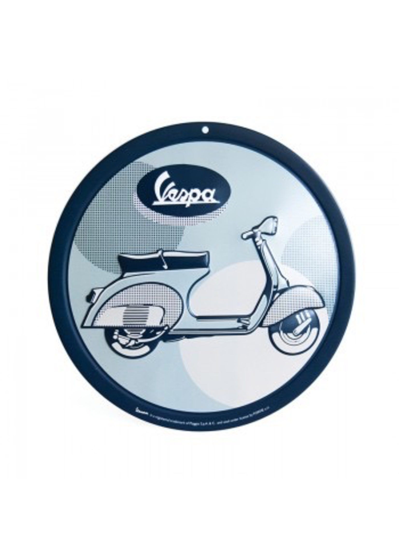 Lifestyle Sign, Metal Vespa Blue/Grey Round