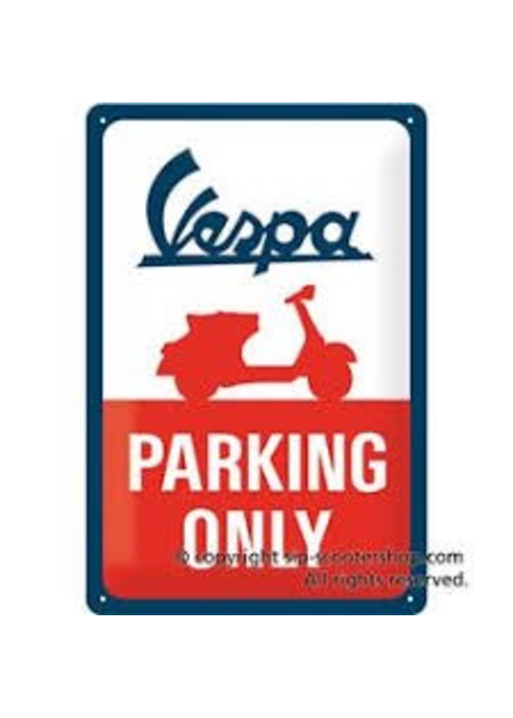 Lifestyle Sign, Metal Vespa Parking Only 20x30cm