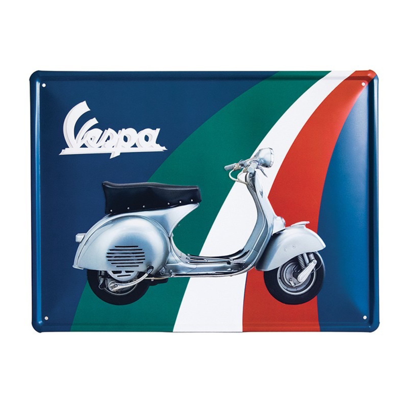 Lifestyle Sign, Metal Vespa Tricolore Green/White/Red Rectangular