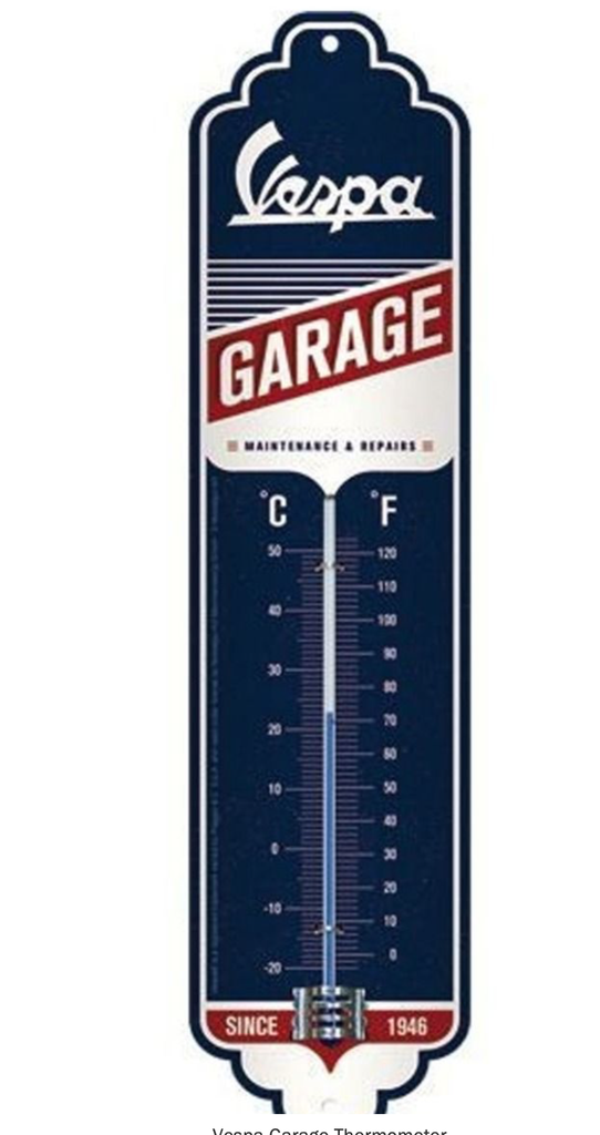 VESPA GARAGE TIN THERMOMETER