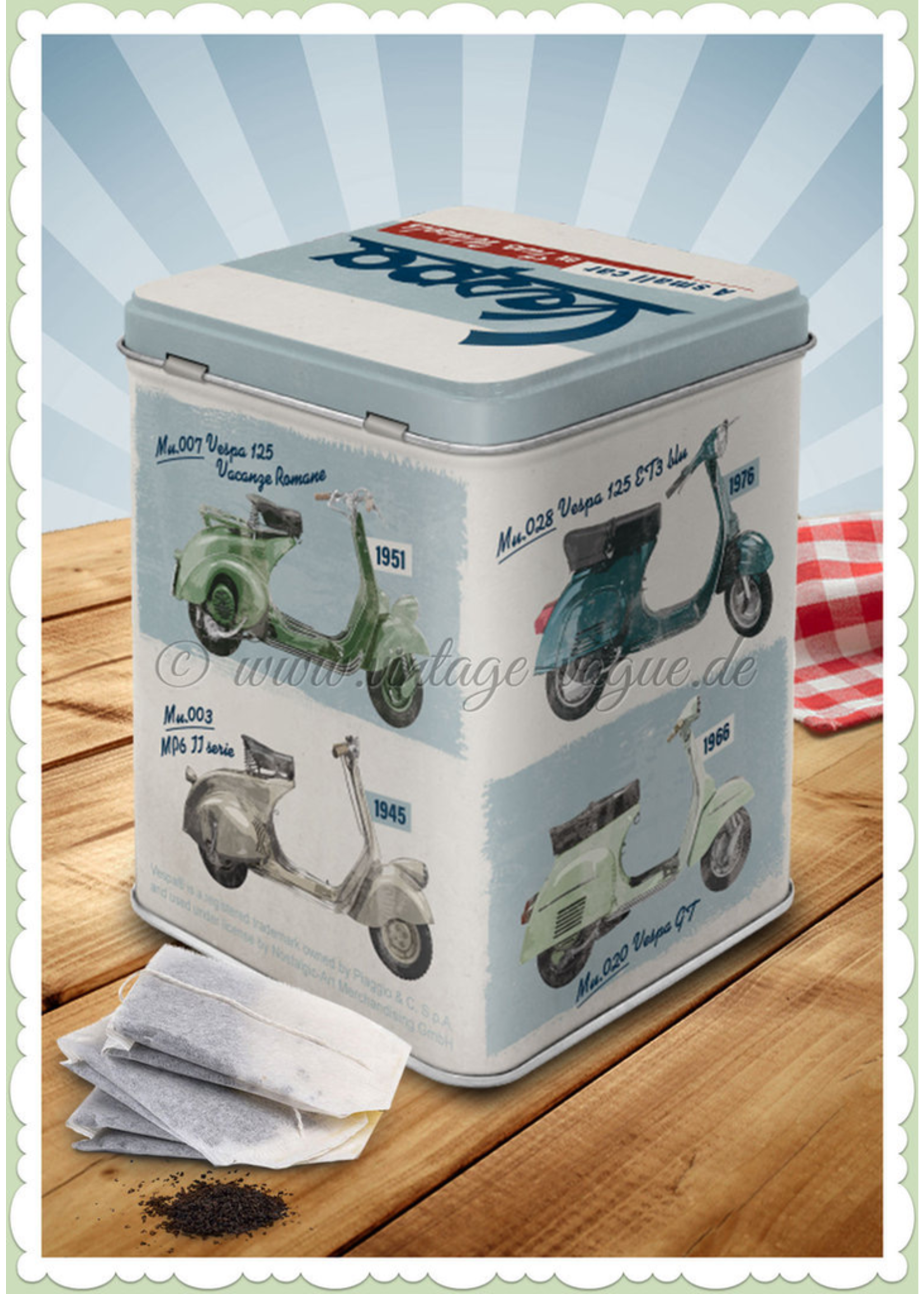 Lifestyle Tin Can, Vespa Model Chart