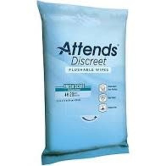 Attends Discreet Flushable Wipes,  Soft Pack with Aloe & Vitamin E