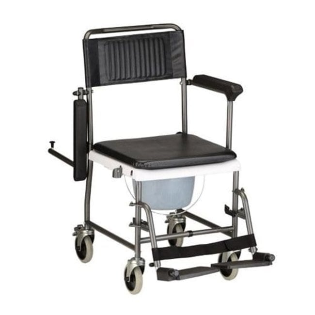 Nova Rolling Transport Chair & Commode with Drop Arms