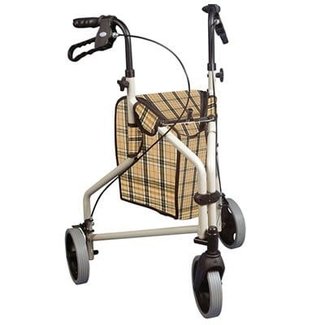 Drive Medical Winnie Lite 3-wheel walker, Tan with Plaid