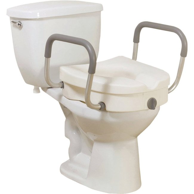 Clampon Elevated Toilet Seat with Padded Arms, 5 Inch AZ MediQuip