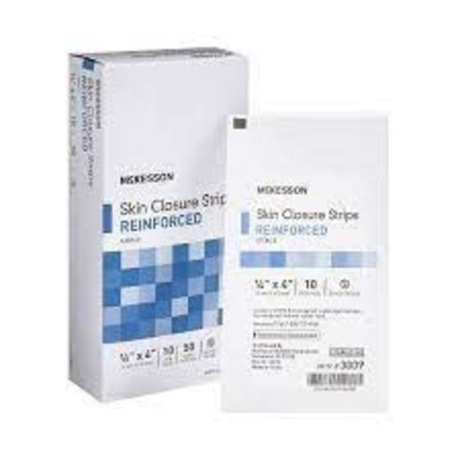 Skin Closure Strip 1/4 X 4 Inch, pack of 10, Nonwoven Material Reinforced Strip White