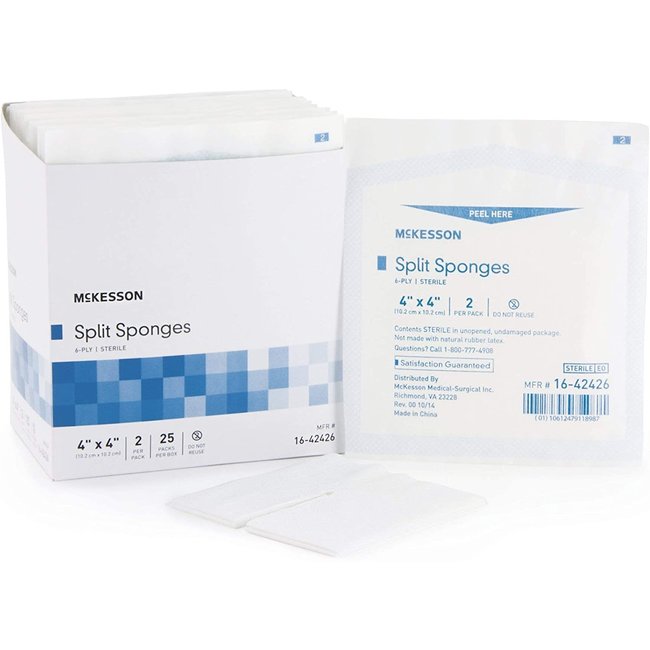 I.V. / Drain Split Dressing Poly / Rayon Blend, Sterile