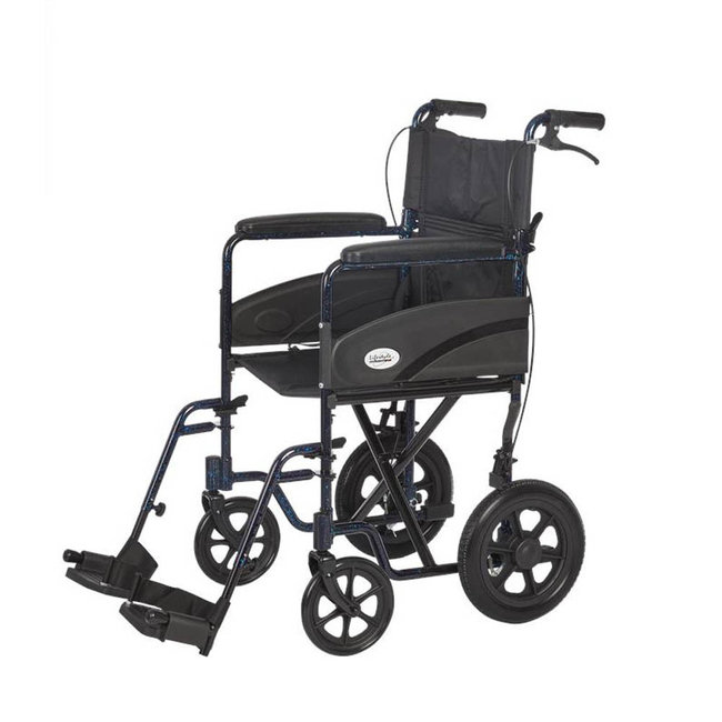 AZ MediQuip Deluxe Transport Chair with 12 Inch rear wheels