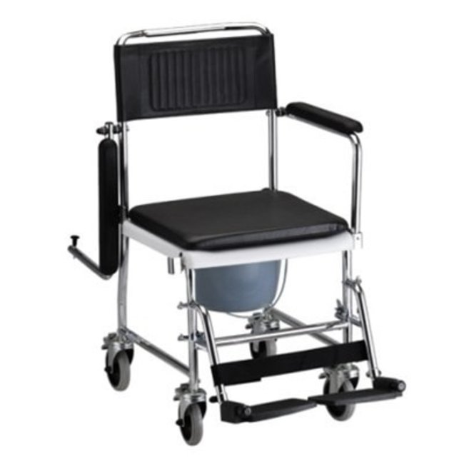 Nova Rolling Transport Chair & Commode with Drop Arms