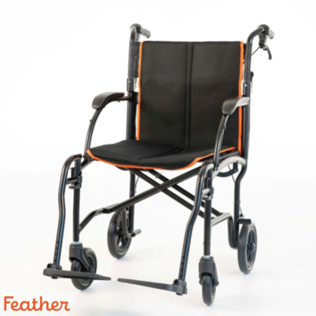 Feather Mobility Feather Transport Chair 18" w/ Handbrakes