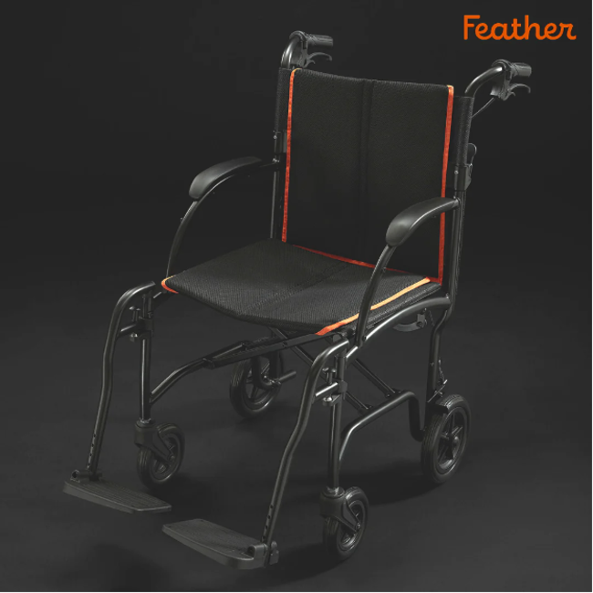 Feather Mobility Feather Transport Chair 18" w/ Handbrakes