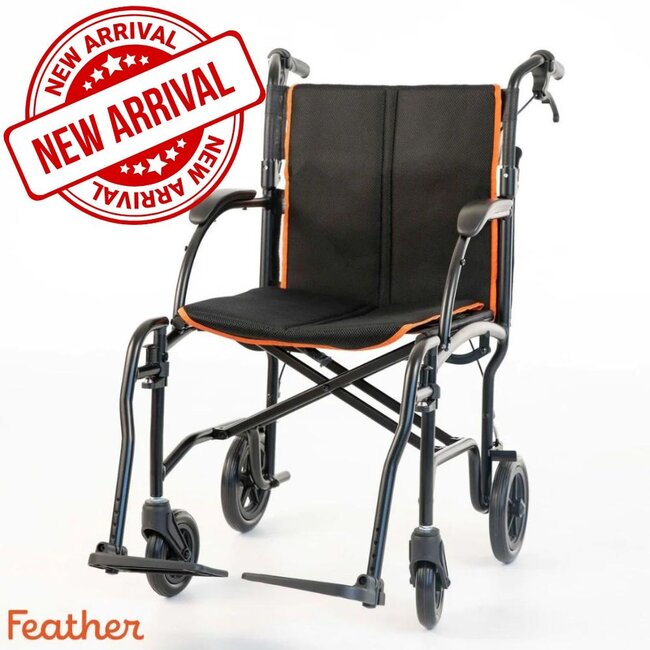 Feather Mobility Feather Transport Chair 18" w/ Handbrakes