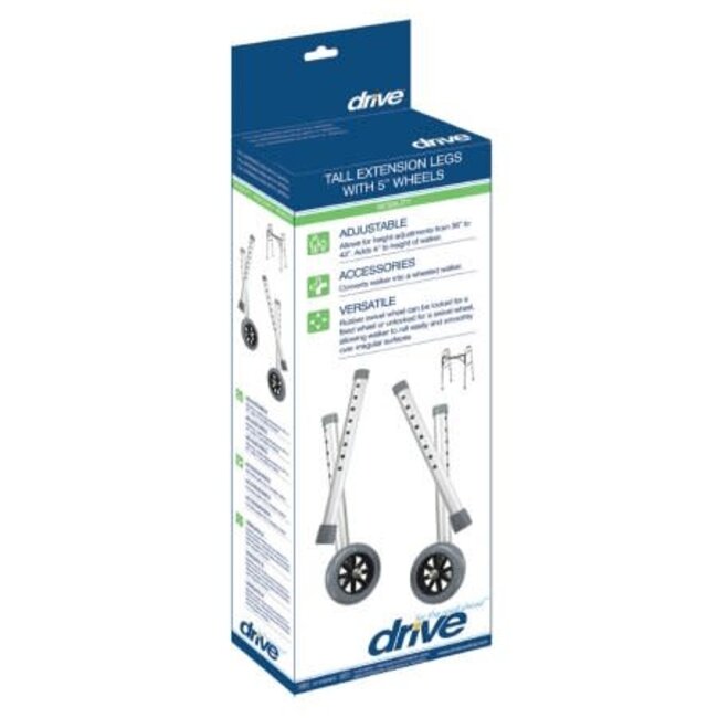 Drive Medical Tall Extension Legs with Wheels Combo Pack (Adds 4")