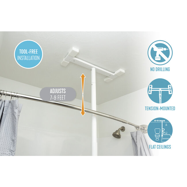 Stander Bathtub Security Pole with Curve Grab Bar