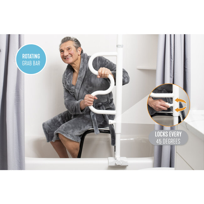 Stander Bathtub Security Pole with Curve Grab Bar