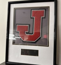 Spirit Item Varsity letter display frame with engraved plate