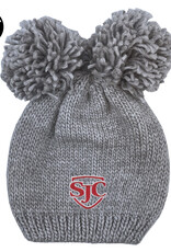 LogoFit LOGO060024350-ITH Rey Double Pom Knit Hat Youth  Gray