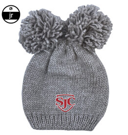 LogoFit LOGO060024350-ITH Rey Double Pom Knit Hat Youth  Gray